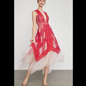 BCBG Floral Lace Handkerchief Dress. Size 4